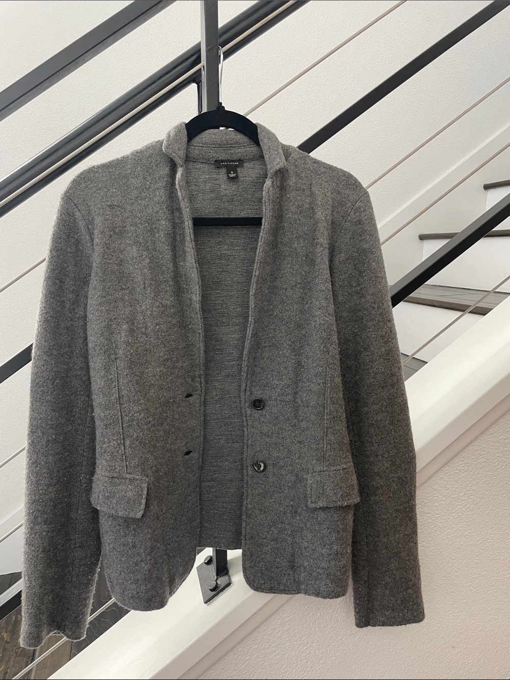 Ann Taylor Gray Wool-Blend Tailored Blazer Jacket